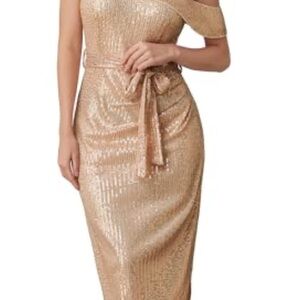 Elegant Gold Sequin Off-Shoulder Dress
